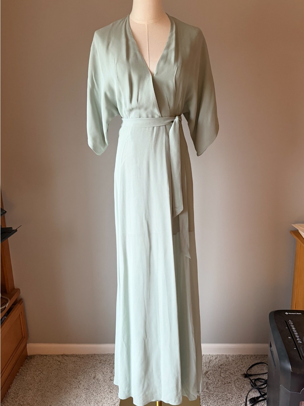 Reformation Light Sage Green Wrap Maxi Dress